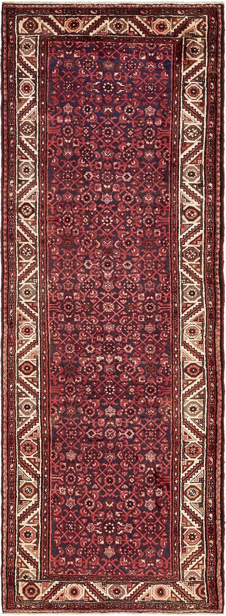 3' 10 x 10' 7  Hand Knotted Hossainabad Persian Wool Runner Rug