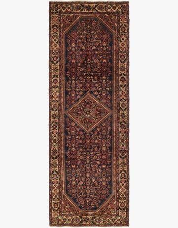 3' 10 x 11' Hand Knotted Hossainabad Persian Wool Runner Rug