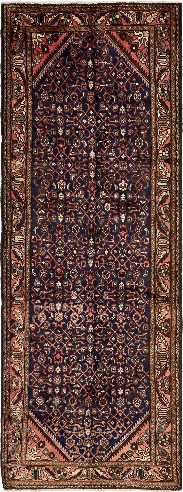 3' 8 x 10' 4  Hand Knotted Hossainabad Persian Wool Runner Rug