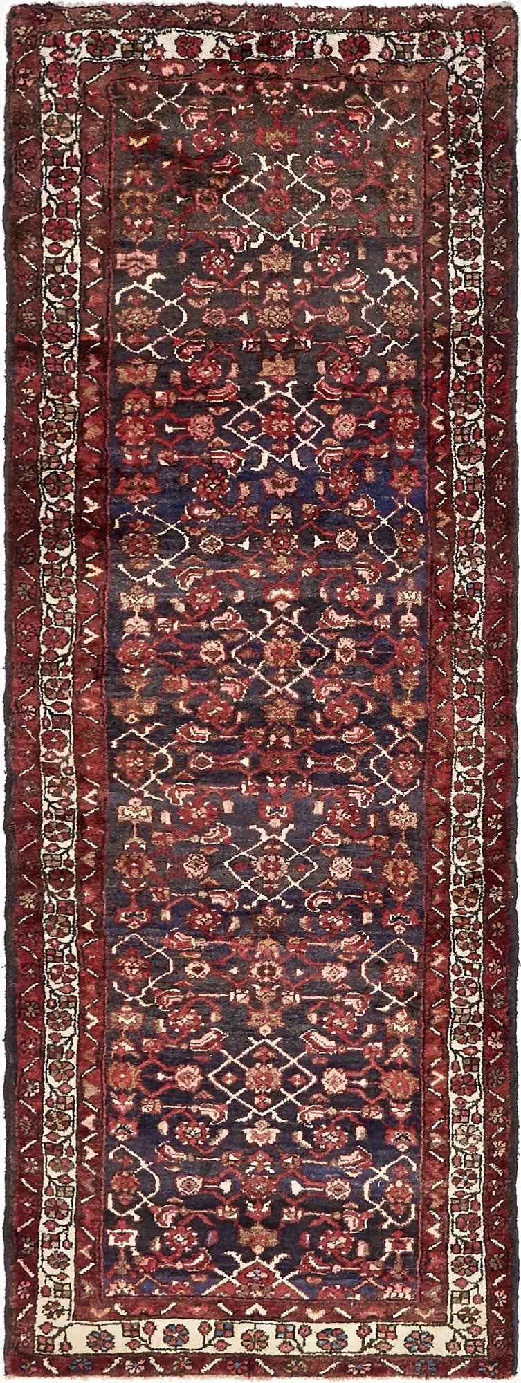 3' 6 x 9' 8  Hand Knotted Hossainabad Persian Wool Runner Rug