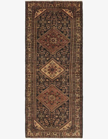 3' 9 x 10' Hand Knotted Hossainabad Persian Wool Runner Rug