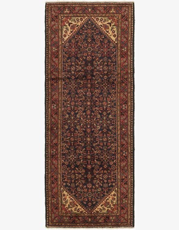 3' 8 x 9' 9 Hand Knotted Hossainabad Persian Wool Runner Rug