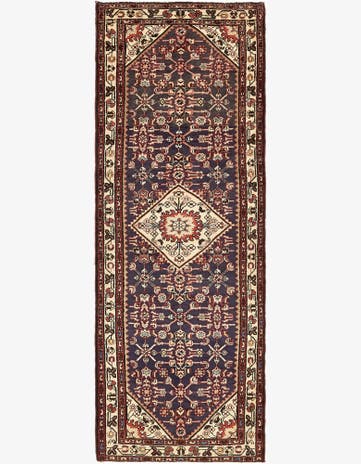 3' 6 x 10' Hand Knotted Hossainabad Persian Wool Runner Rug