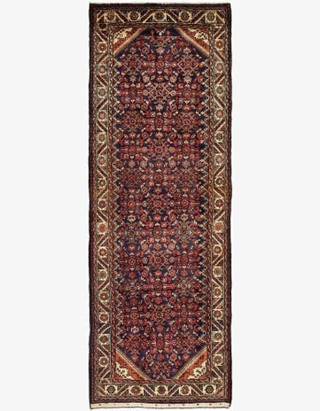 3' 7 x 10' 8 Hand Knotted Hossainabad Persian Wool Runner Rug