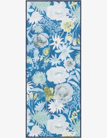 Navy Blue Easy-Clean Jill Zarin Caribbean Indoor / Outdoor Runner Rug