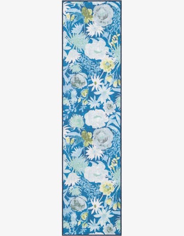 Navy Blue Easy-Clean Jill Zarin Caribbean Indoor / Outdoor Runner Rug