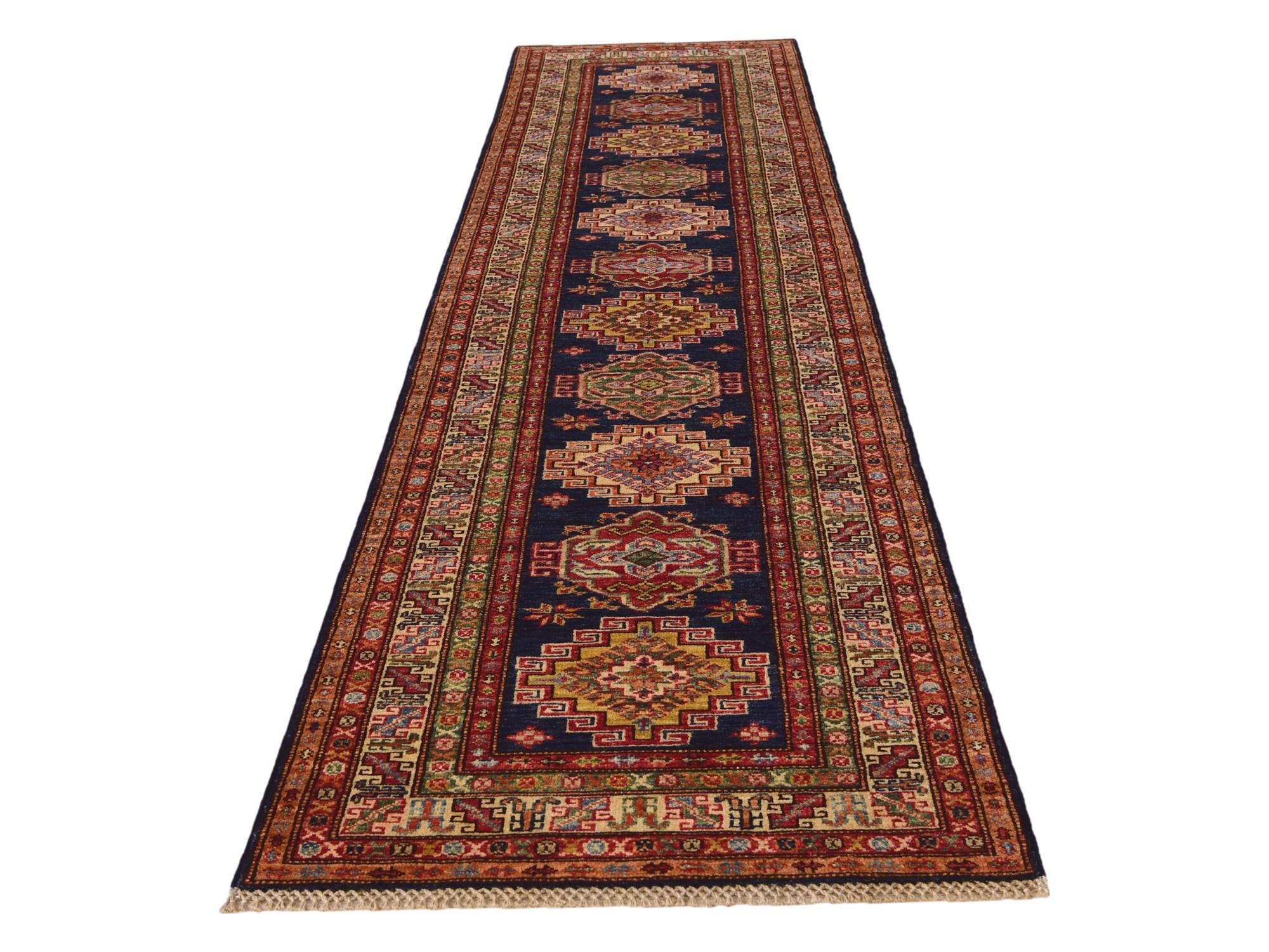 2' 7 x 9' 11 Hand Knotted Kazak Runner Rug
