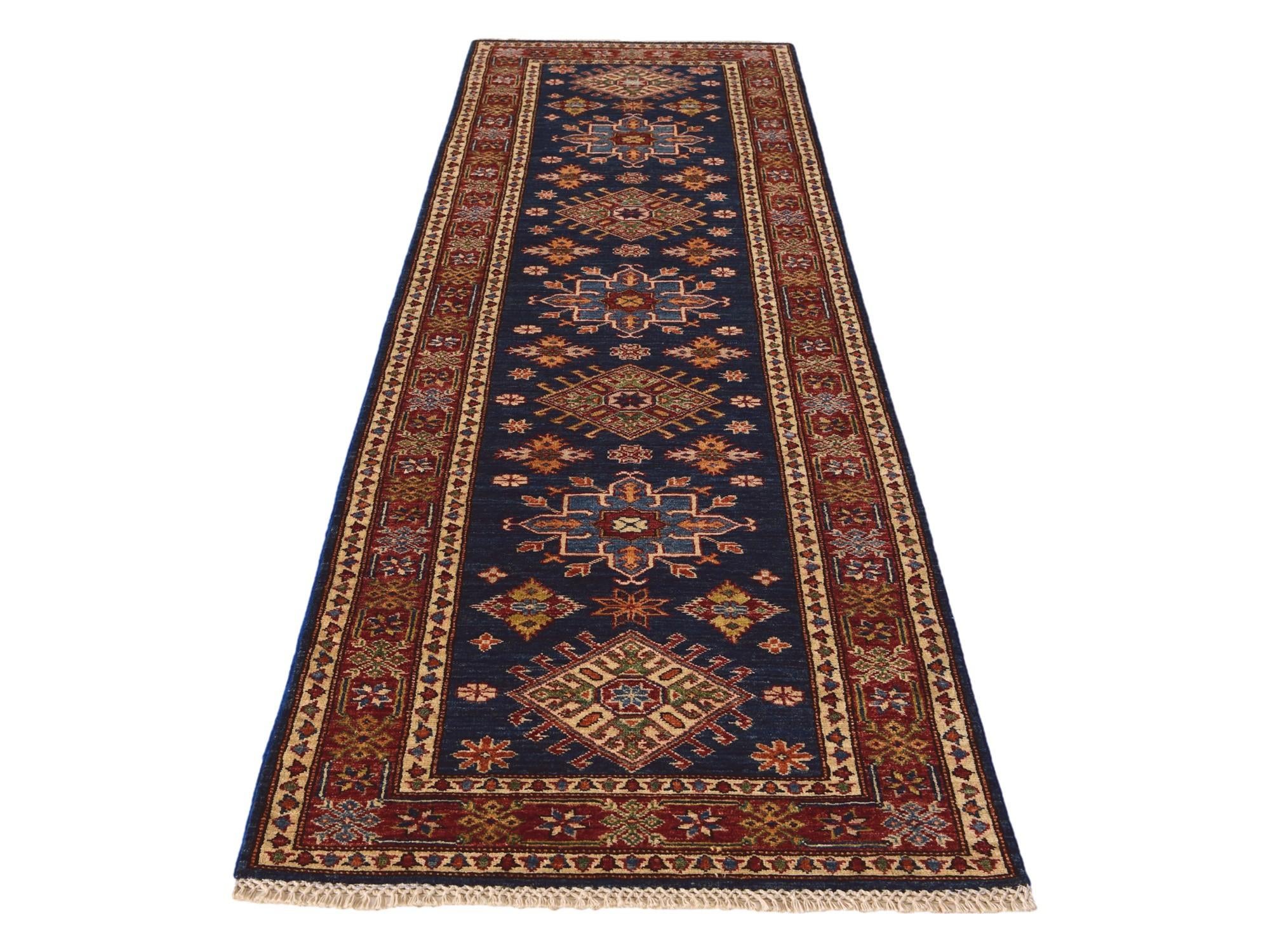 2' 9 x 9' 2 Hand Knotted Kazak Runner Rug