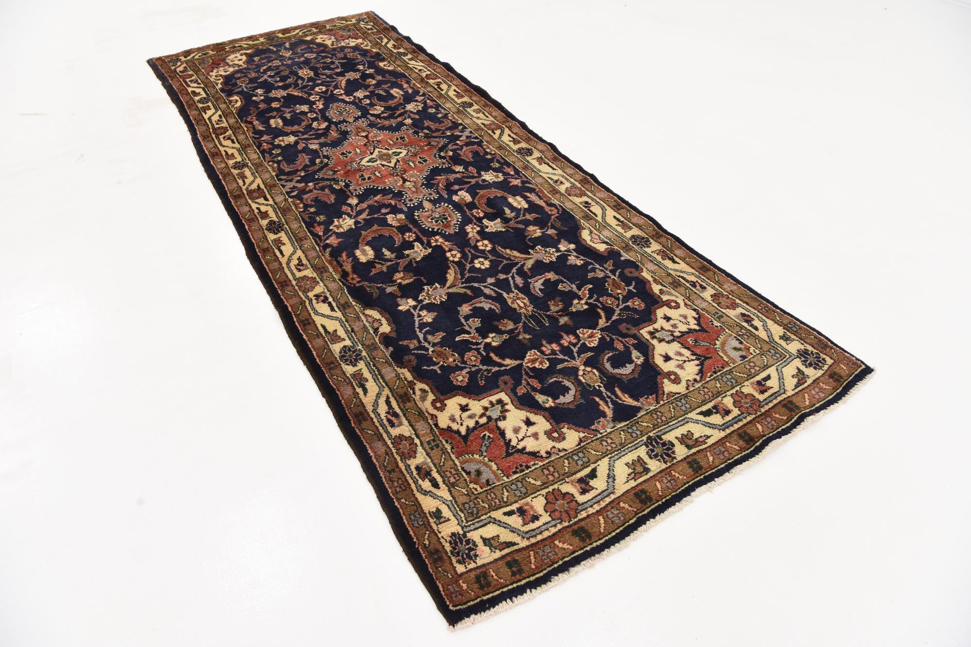 3' 9 x 10' 3 Hand Knotted Khamseh Persian Wool Runner Rug