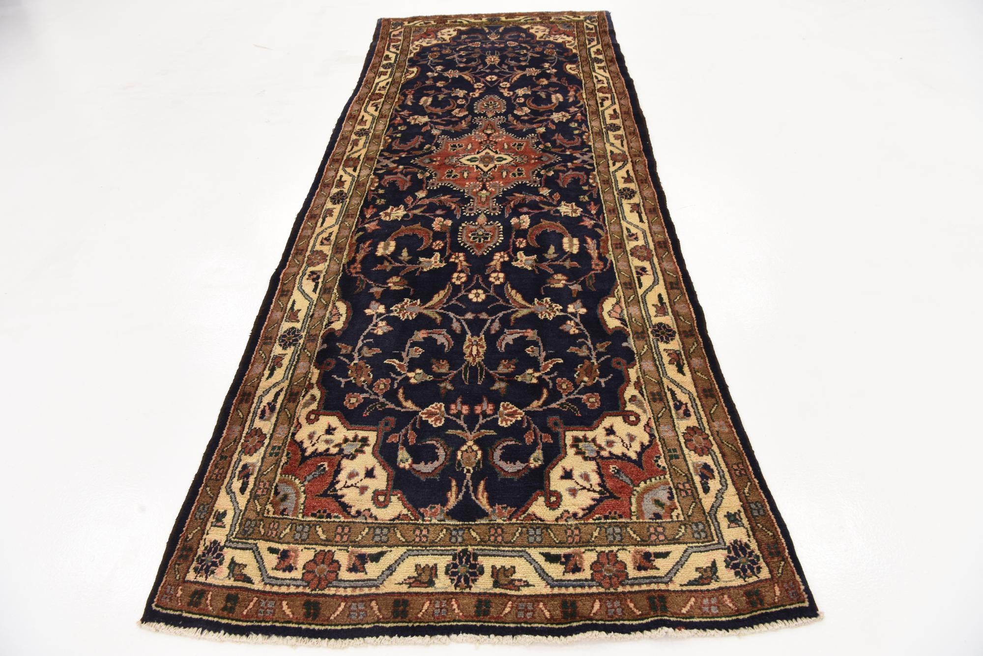 3' 9 x 10' 3 Hand Knotted Khamseh Persian Wool Runner Rug