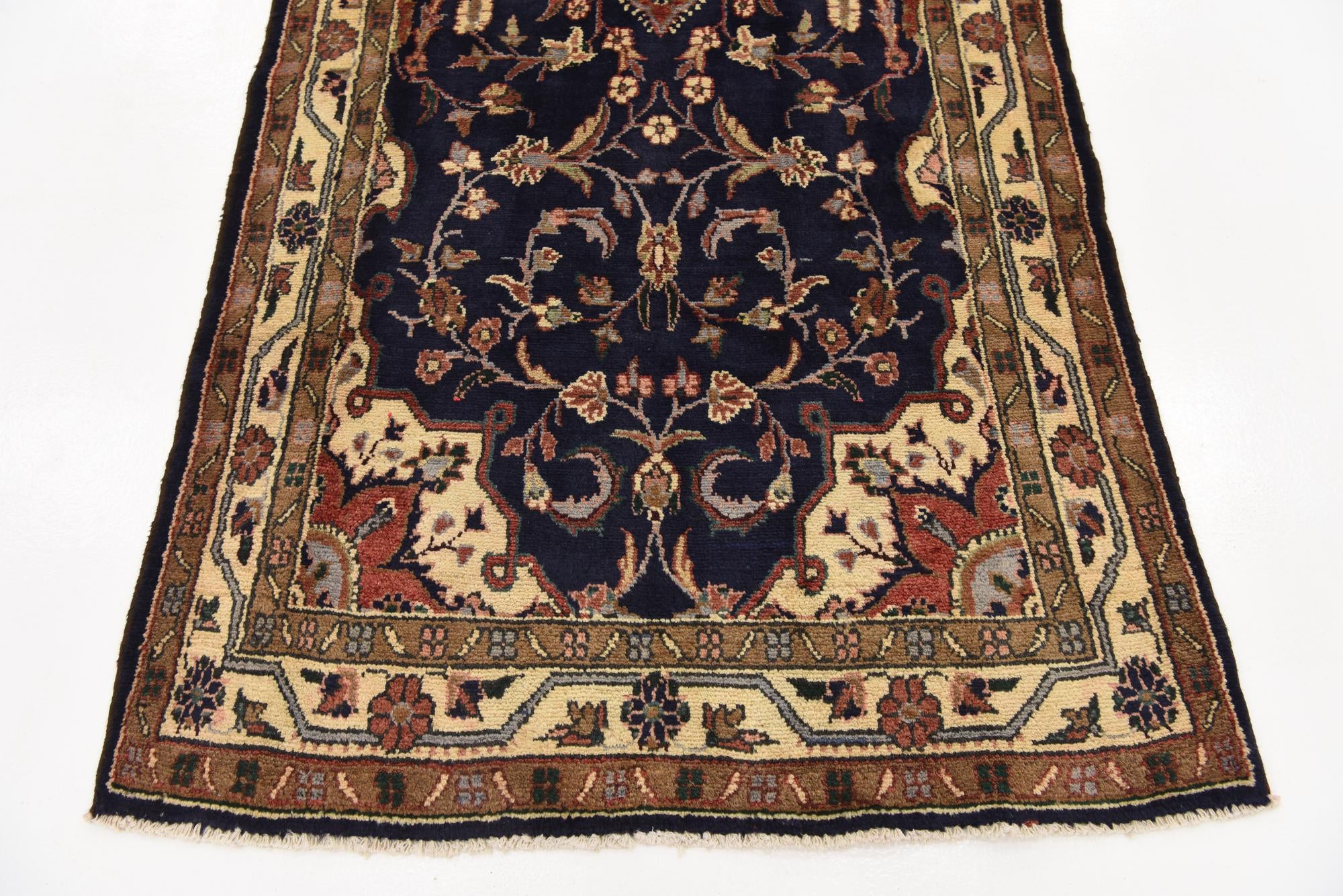 3' 9 x 10' 3 Hand Knotted Khamseh Persian Wool Runner Rug