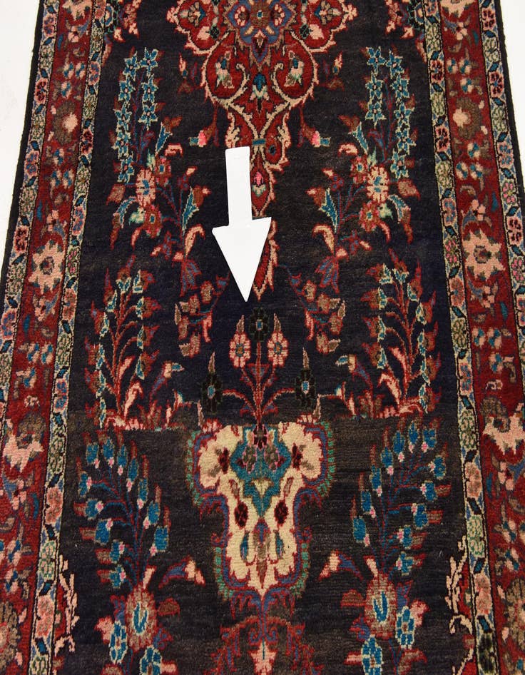 Detail image of 4' 3 x 10' 2  Hand Knotted Khamseh Persian Wool Runner Rug
