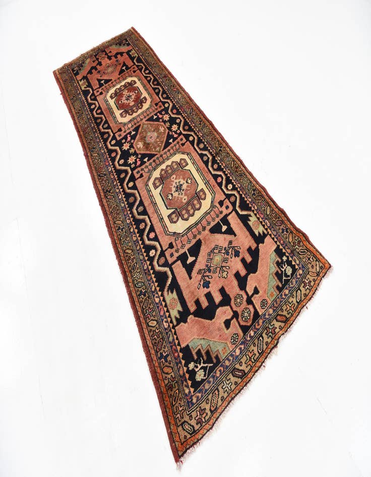 Detail image of 3' 7 x 9' 7 Hand Knotted Khamseh Persian Wool Runner Rug