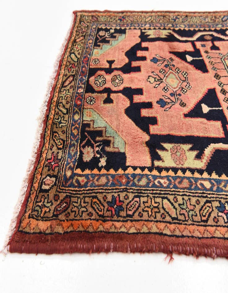 Detail image of 3' 7 x 9' 7 Hand Knotted Khamseh Persian Wool Runner Rug
