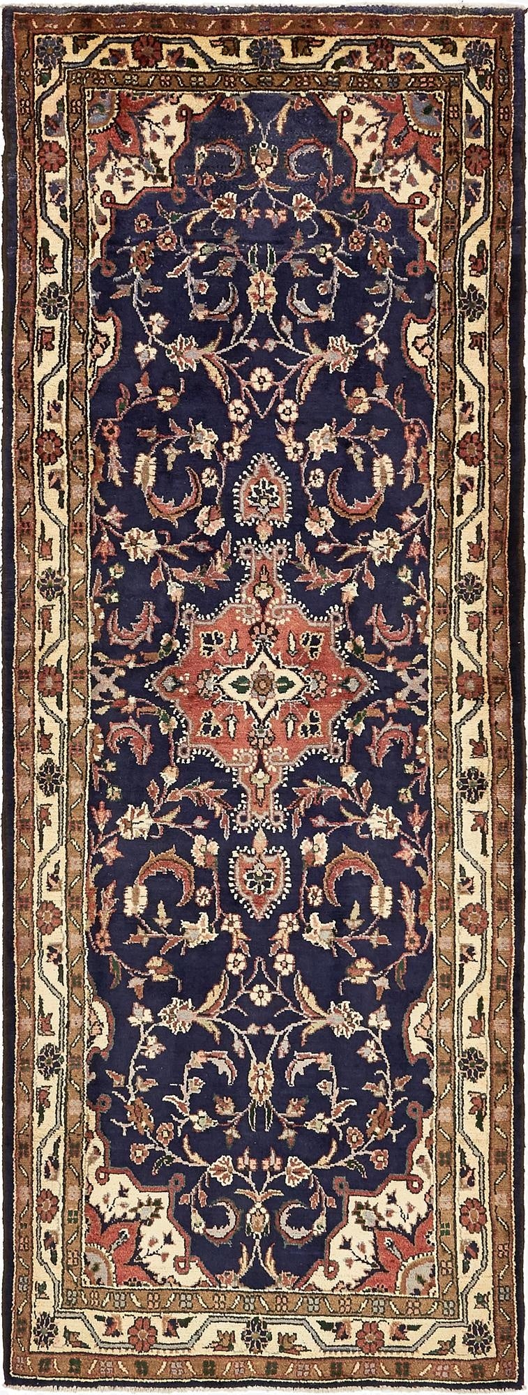 115cm x 312cm  Hand Knotted Khamseh Persian Wool Runner Rug