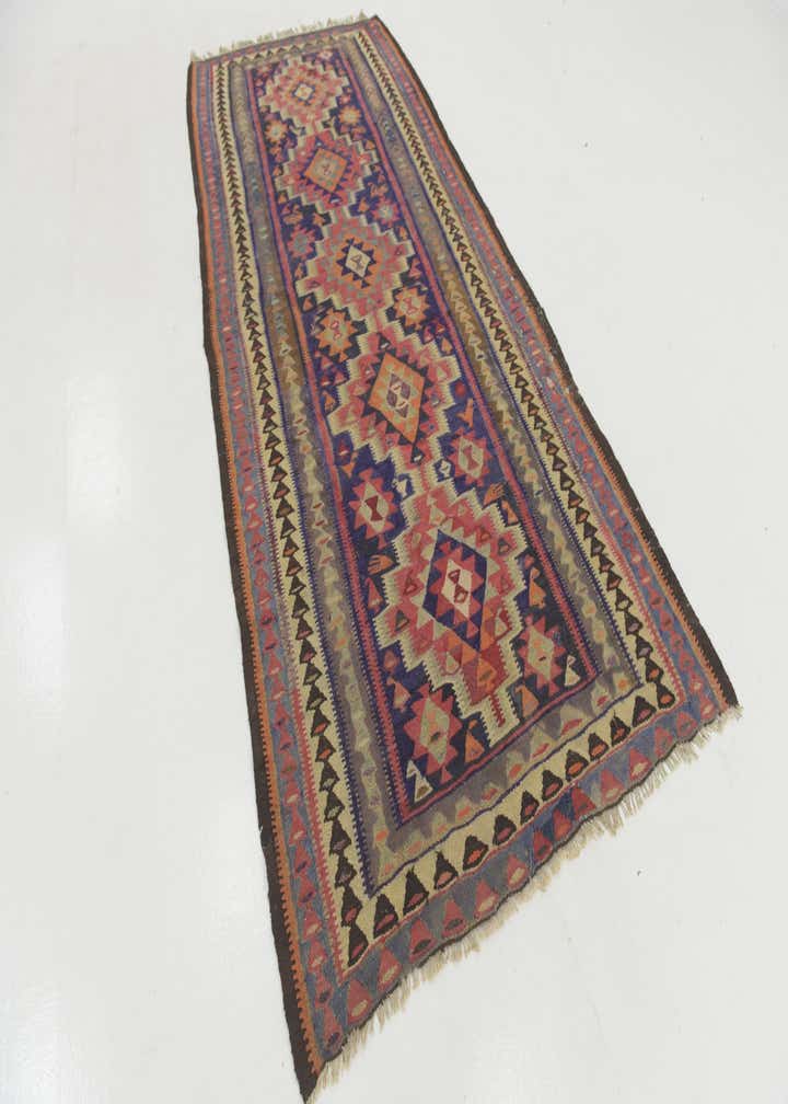 4' 8 x 10' Hand Woven Kilim Fars Wool Runner Rug