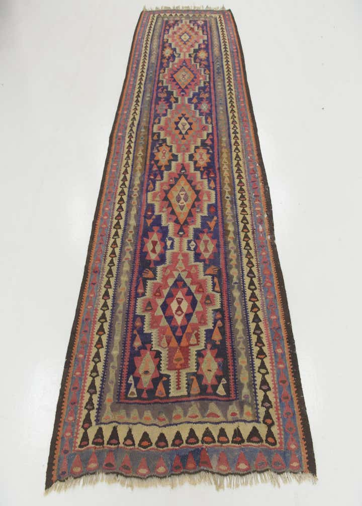 4' 8 x 10' Hand Woven Kilim Fars Wool Runner Rug