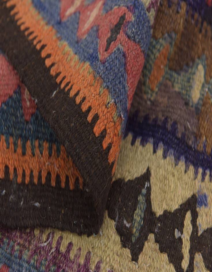 Detail image of 4' 8 x 10'  Hand Woven Kilim Fars Wool Runner Rug