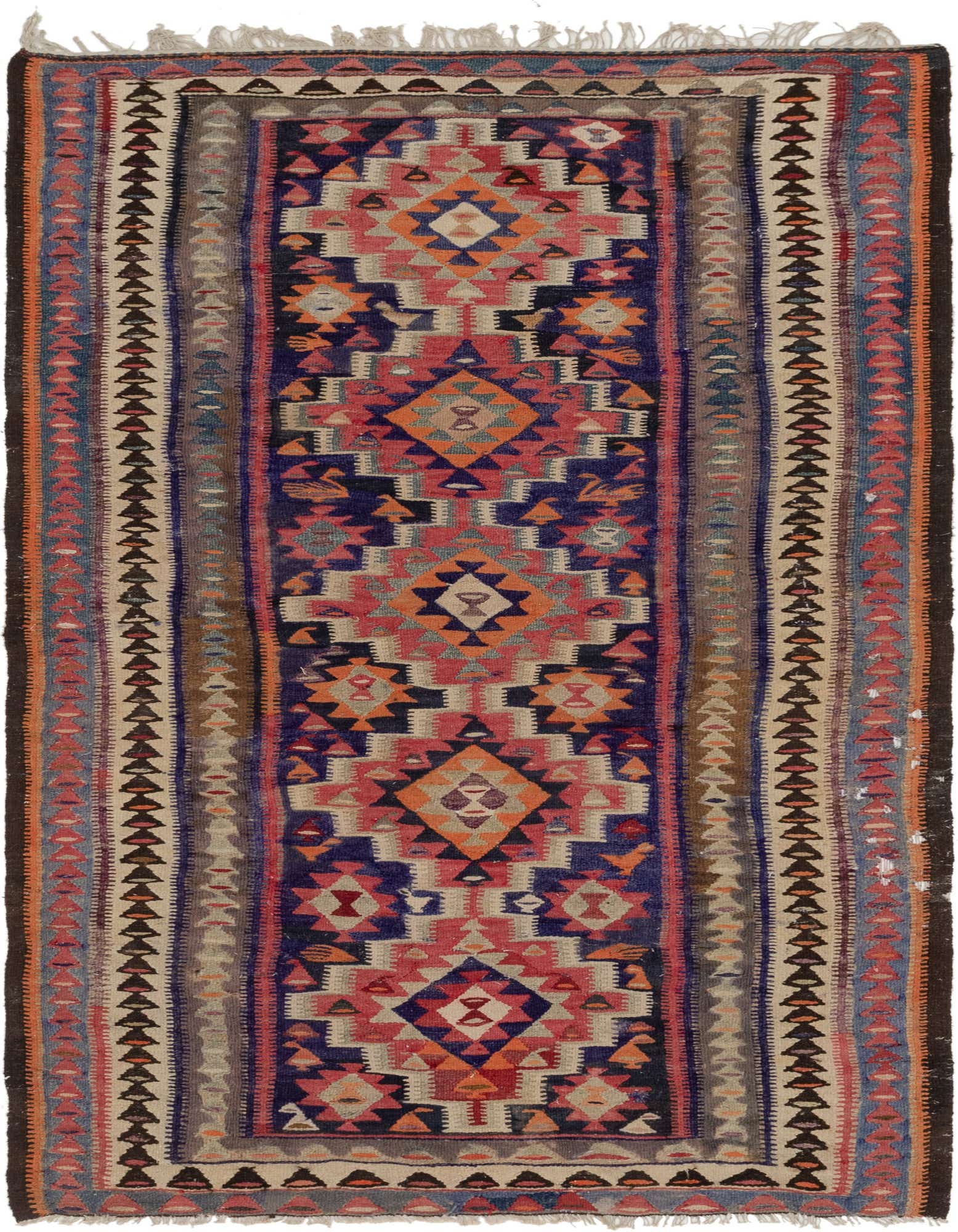 4' 8 x 10' Hand Woven Kilim Fars Wool Runner Rug
