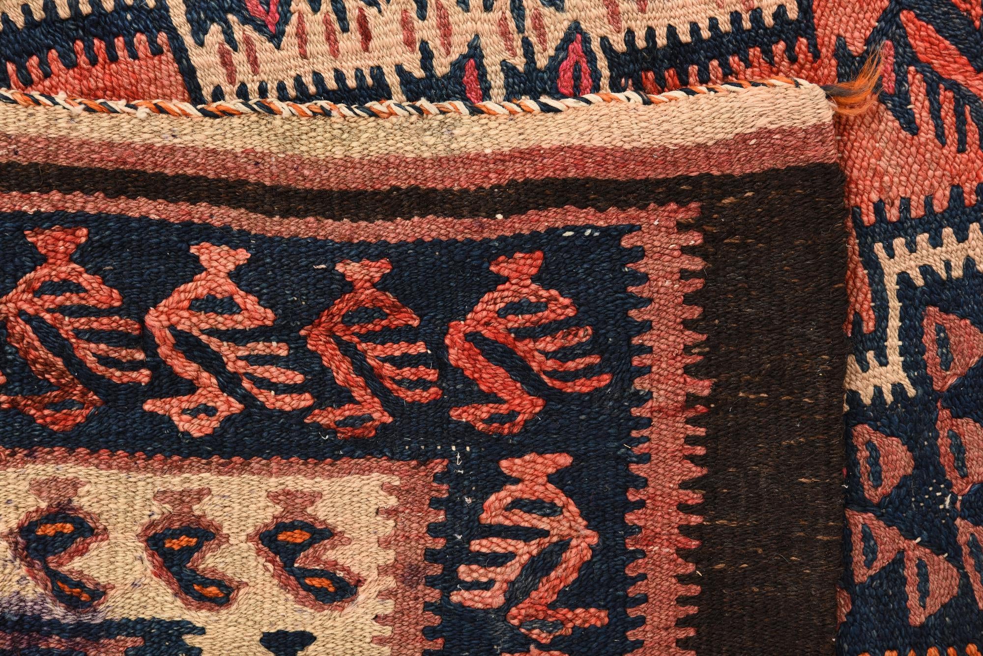 4' 5 x 10' Hand Woven Kilim Fars Wool Runner Rug