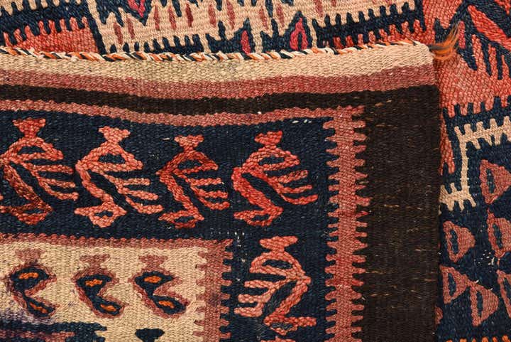 4' 5 x 10' Hand Woven Kilim Fars Wool Runner Rug