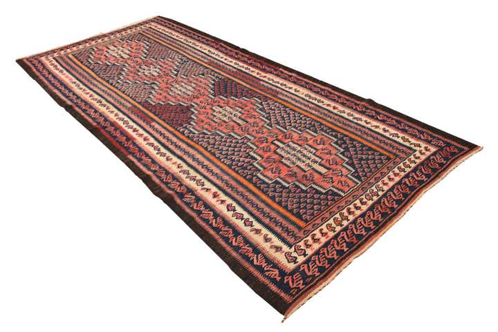 4' 5 x 10' Hand Woven Kilim Fars Wool Runner Rug