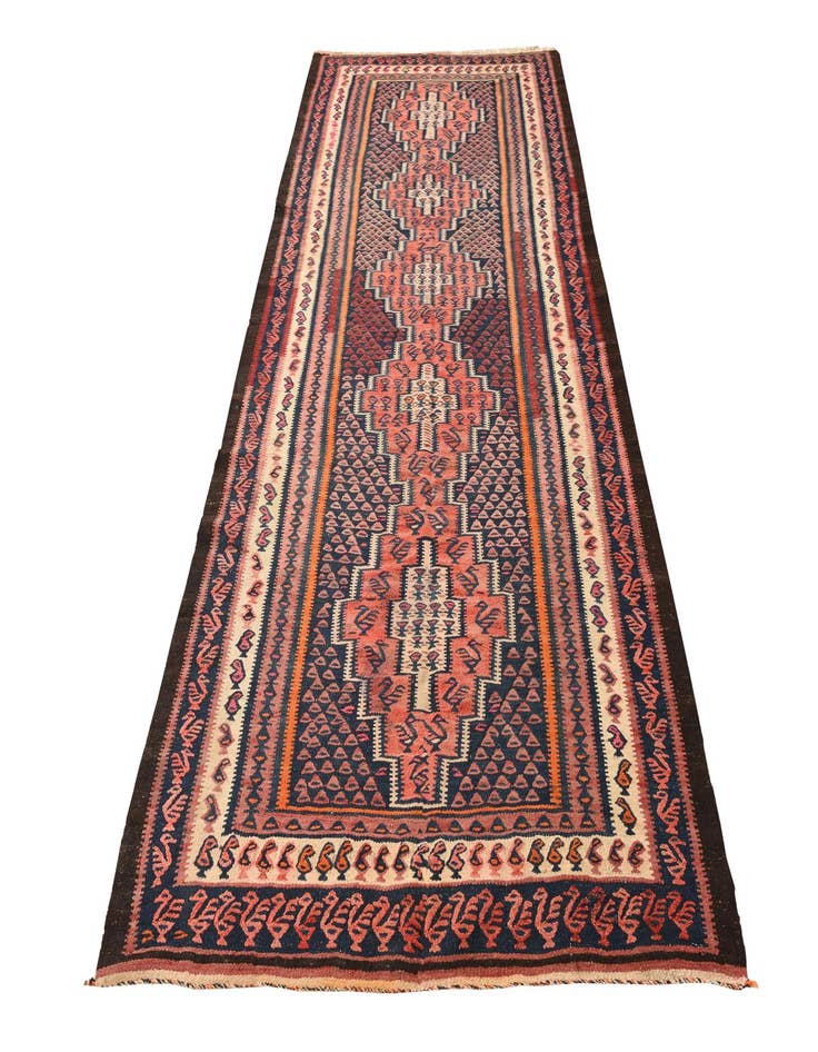 Detail image of 4' 5 x 10'  Hand Woven Kilim Fars Wool Runner Rug