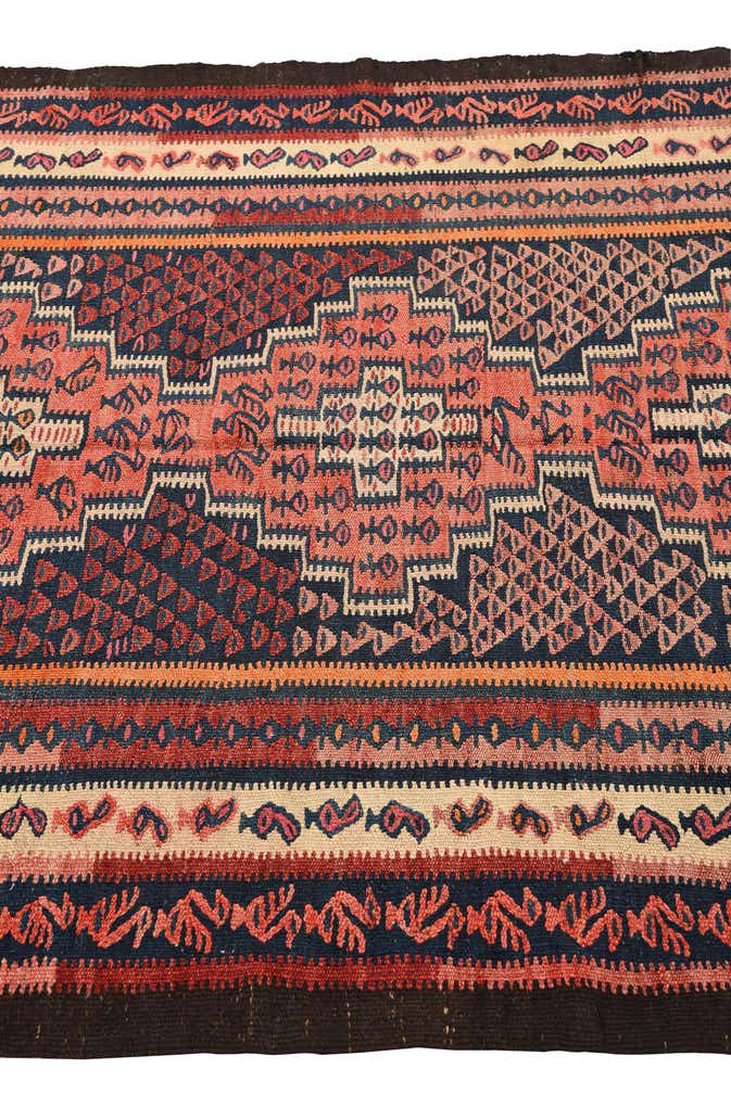 4' 5 x 10' Hand Woven Kilim Fars Wool Runner Rug