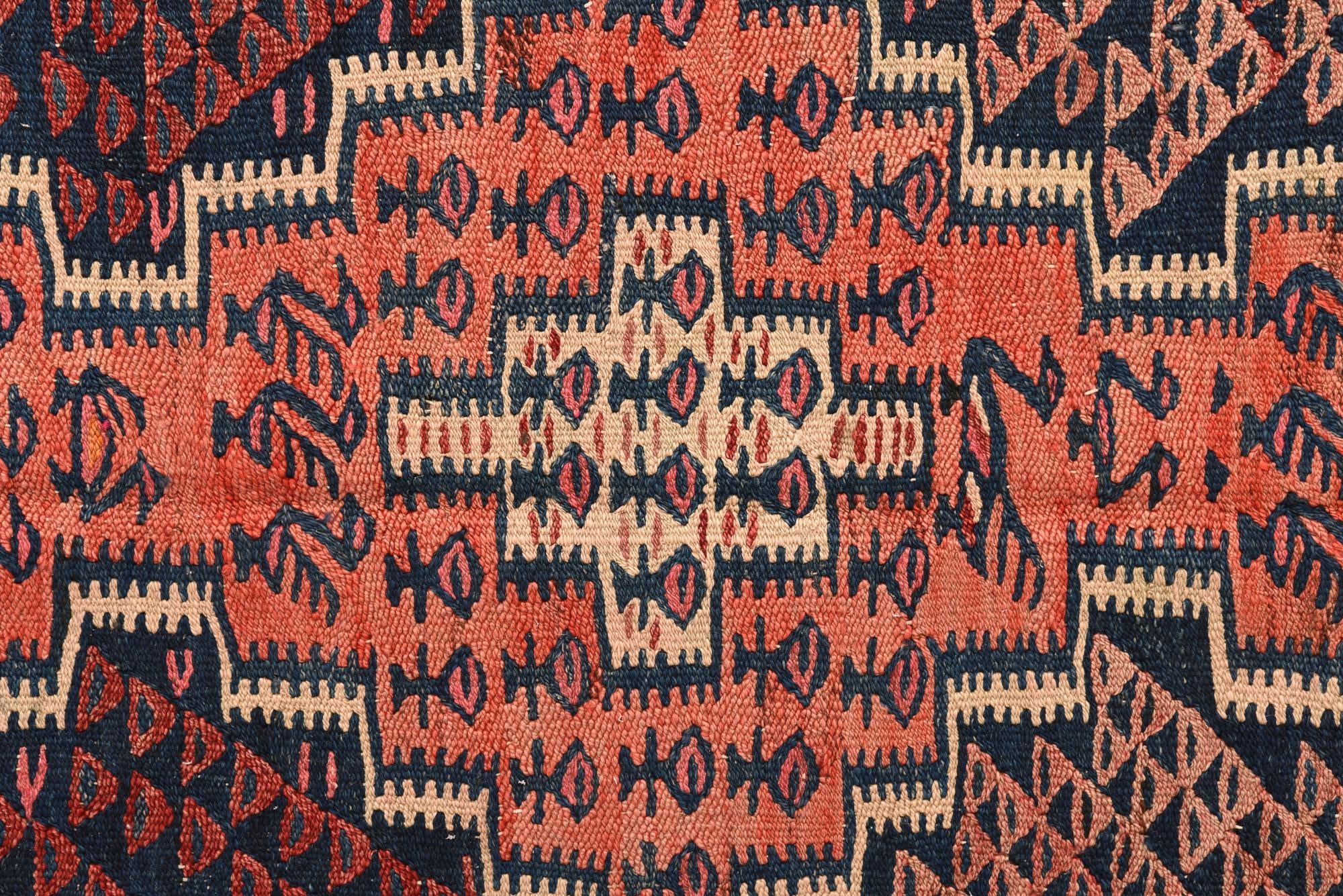 4' 5 x 10' Hand Woven Kilim Fars Wool Runner Rug