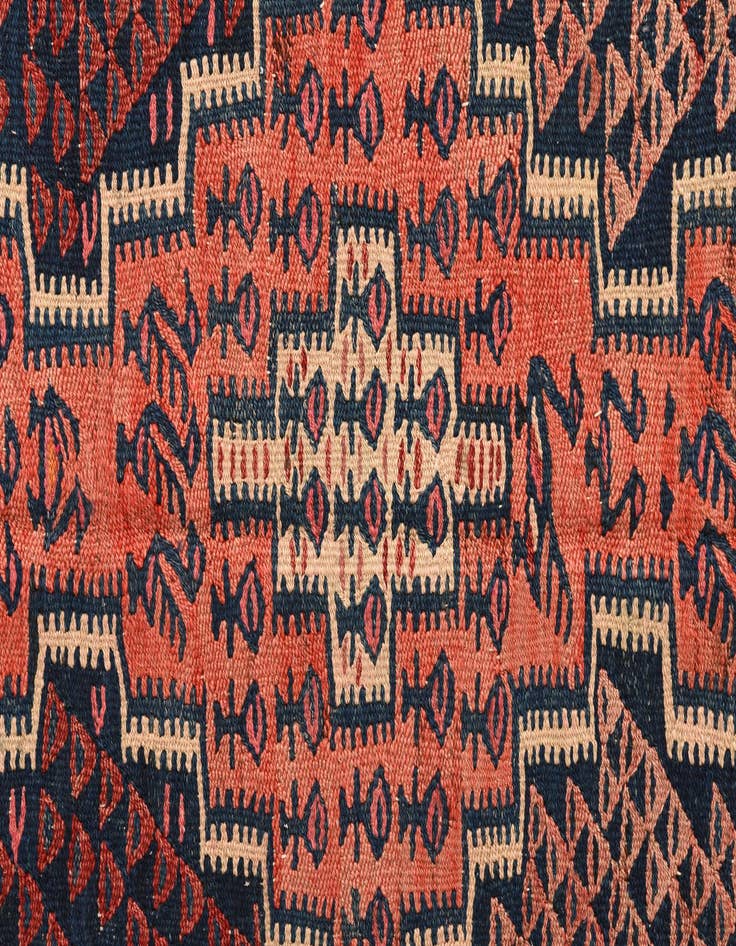 Detail image of 4' 5 x 10'  Hand Woven Kilim Fars Wool Runner Rug