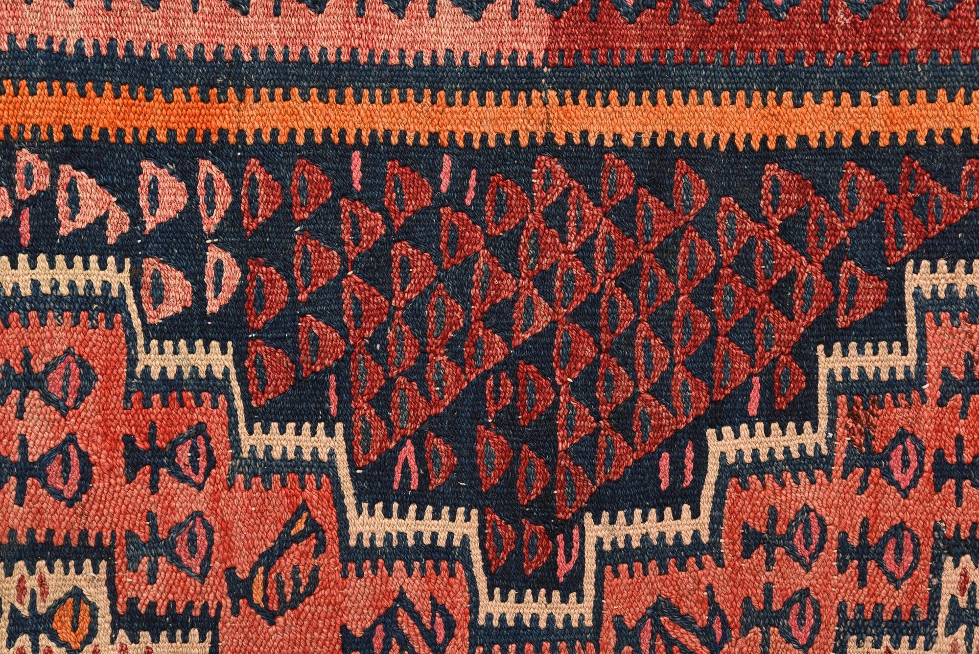 4' 5 x 10' Hand Woven Kilim Fars Wool Runner Rug