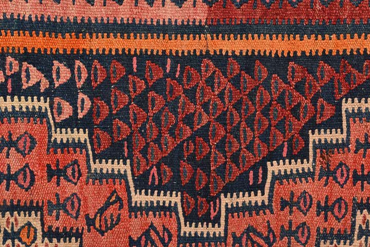 4' 5 x 10' Hand Woven Kilim Fars Wool Runner Rug