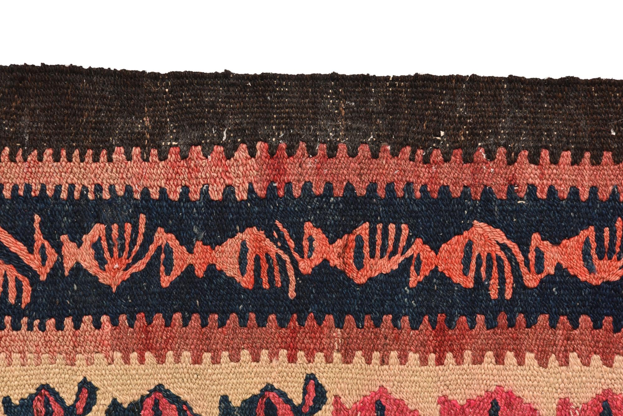 4' 5 x 10' Hand Woven Kilim Fars Wool Runner Rug