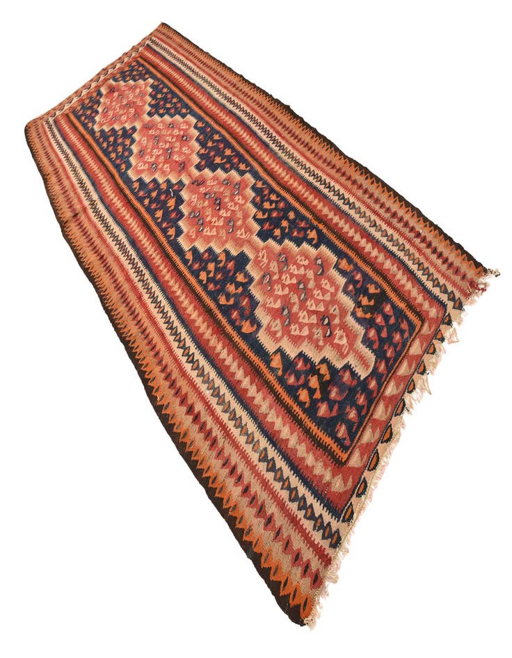 Detail image of 4' 5 x 9' 2  Hand Woven Kilim Fars Wool Runner Rug