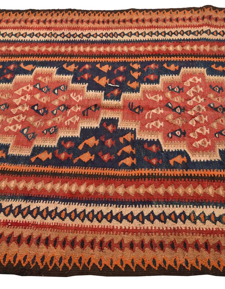 Detail image of 4' 5 x 9' 2  Hand Woven Kilim Fars Wool Runner Rug