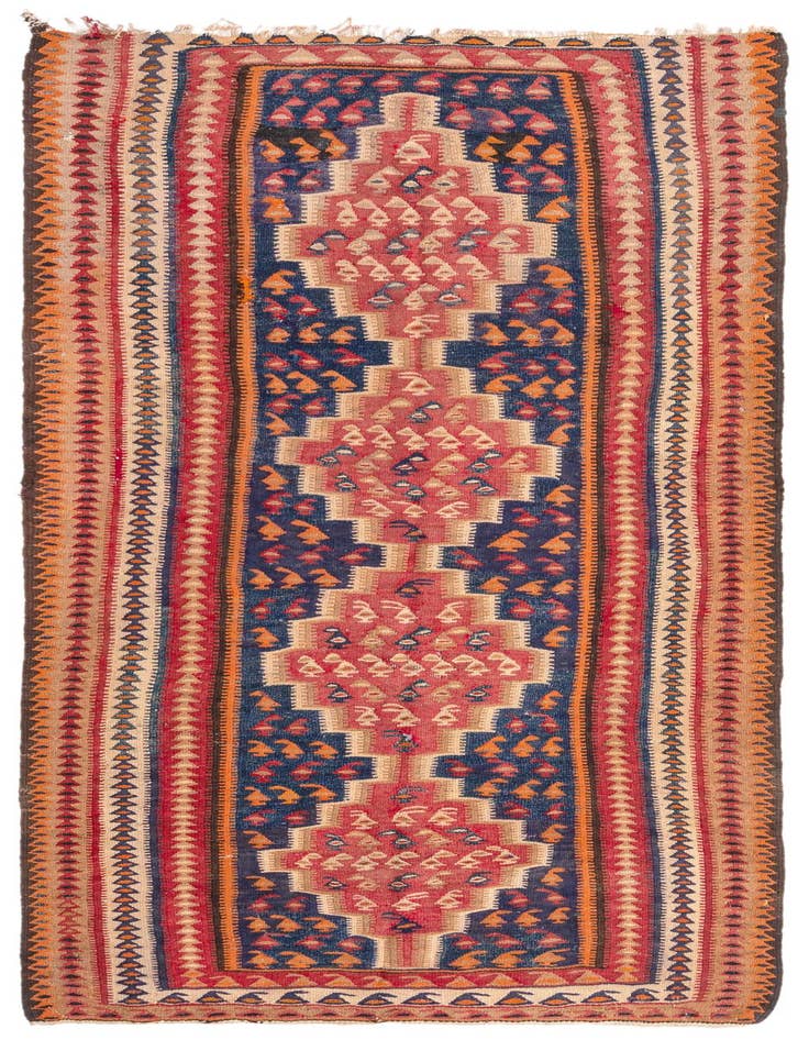 Detail image of 4' 5 x 9' 2 Hand Woven Kilim Fars Wool Runner Rug