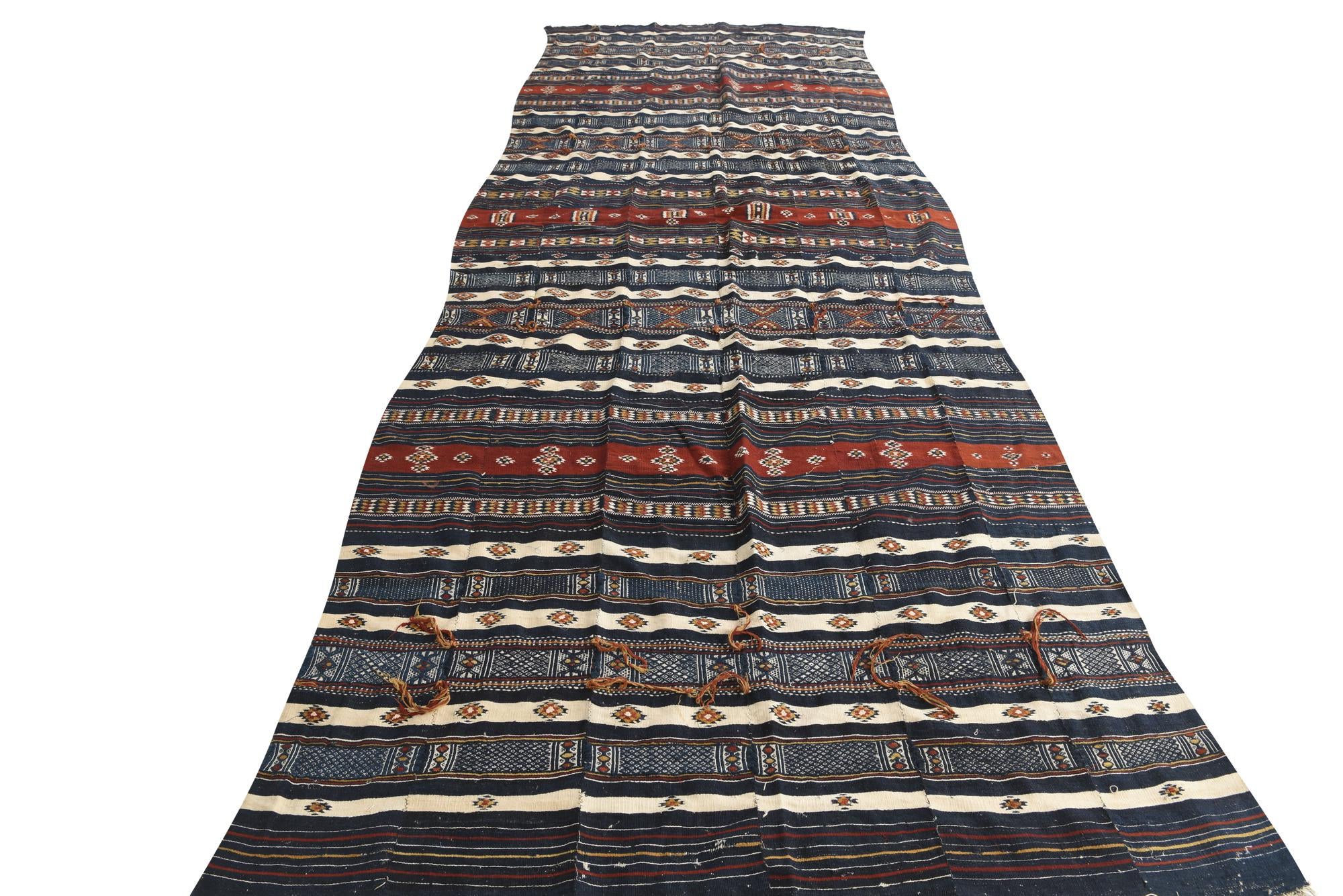 4' 10 x 13' 10 Hand Woven Kilim Fars Wool Runner Rug