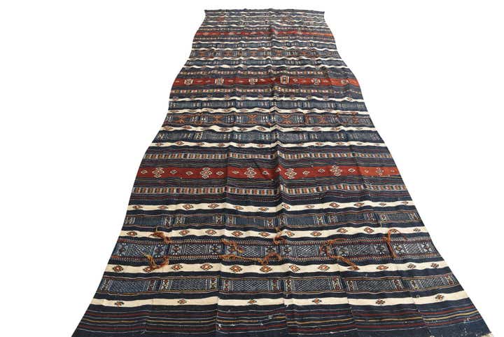 4' 10 x 13' 10 Hand Woven Kilim Fars Wool Runner Rug