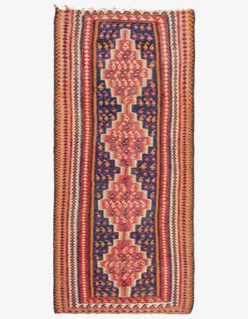 4' 5 x 9' 2 Hand Woven Kilim Fars Wool Runner Rug