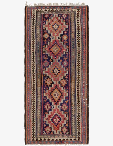 4' 8 x 10' Hand Woven Kilim Fars Wool Runner Rug