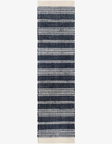 Navy Blue Hand Woven Lariat Runner Rug