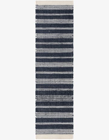 Navy Blue Hand Woven Lariat Runner Rug