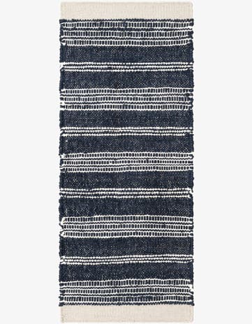 Navy Blue Hand Woven Lariat Runner Rug
