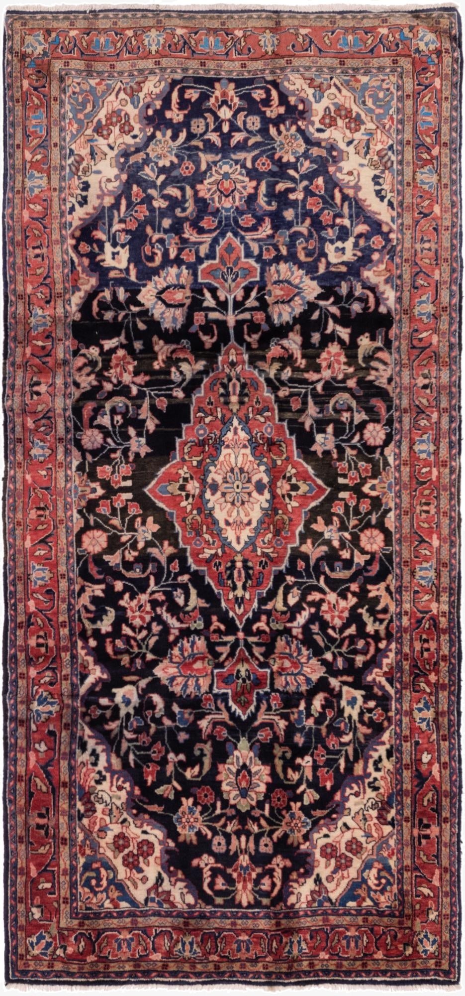 4' 8 x 10' 7  Hand Knotted Mahal Persian Wool Runner Rug