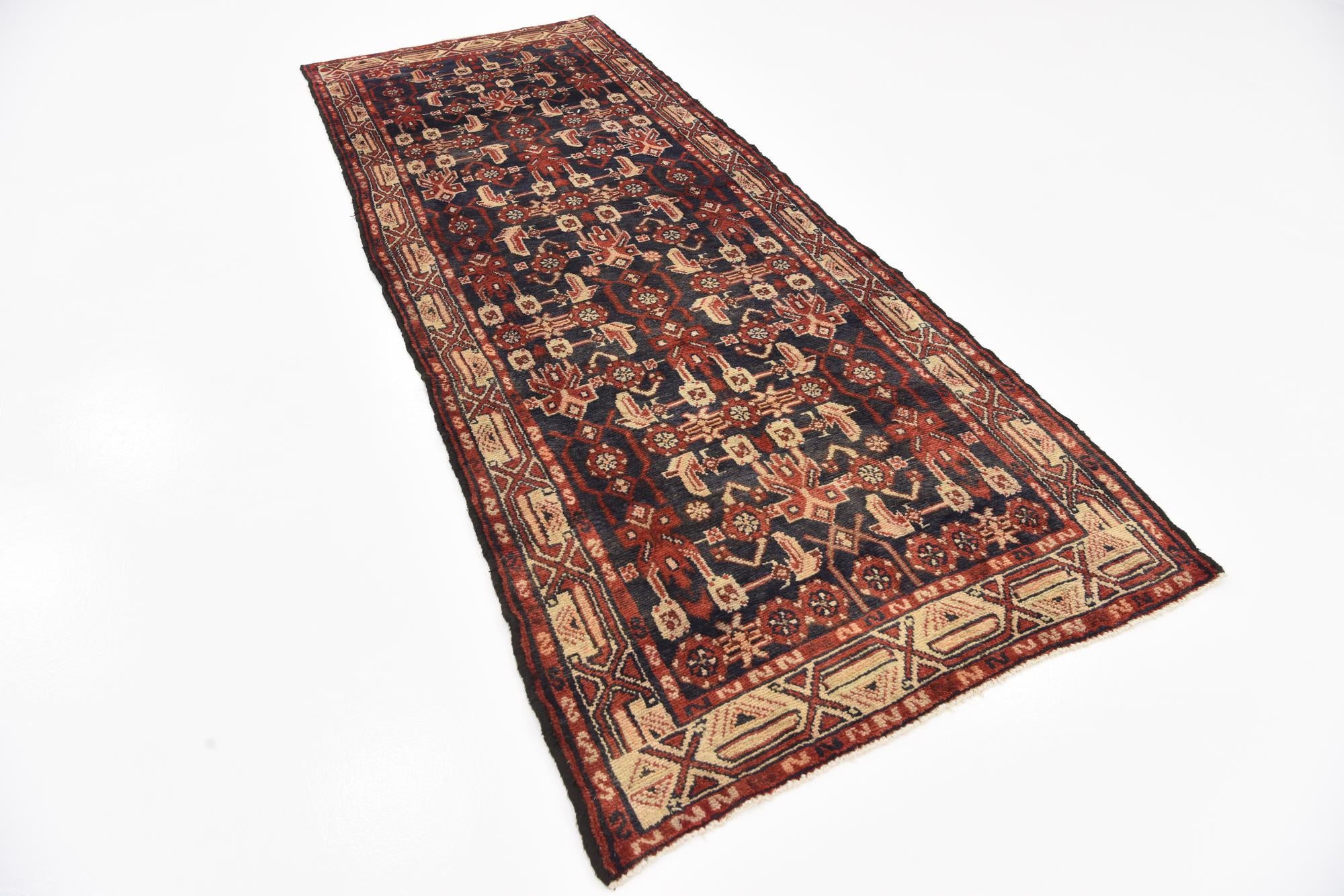3' 8 x 9' 9 Hand Knotted Malayer Persian Wool Runner Rug
