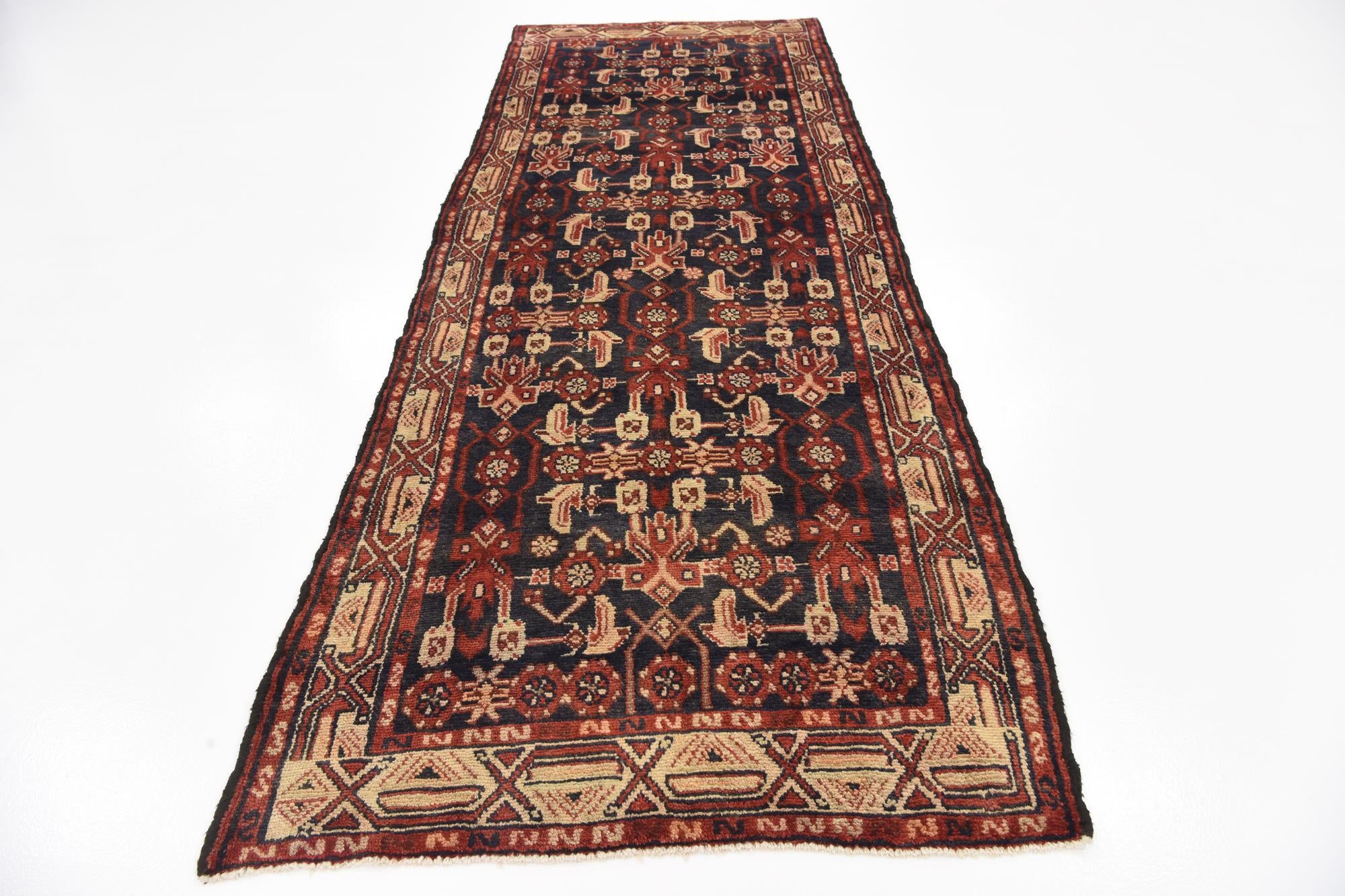 3' 8 x 9' 9 Hand Knotted Malayer Persian Wool Runner Rug