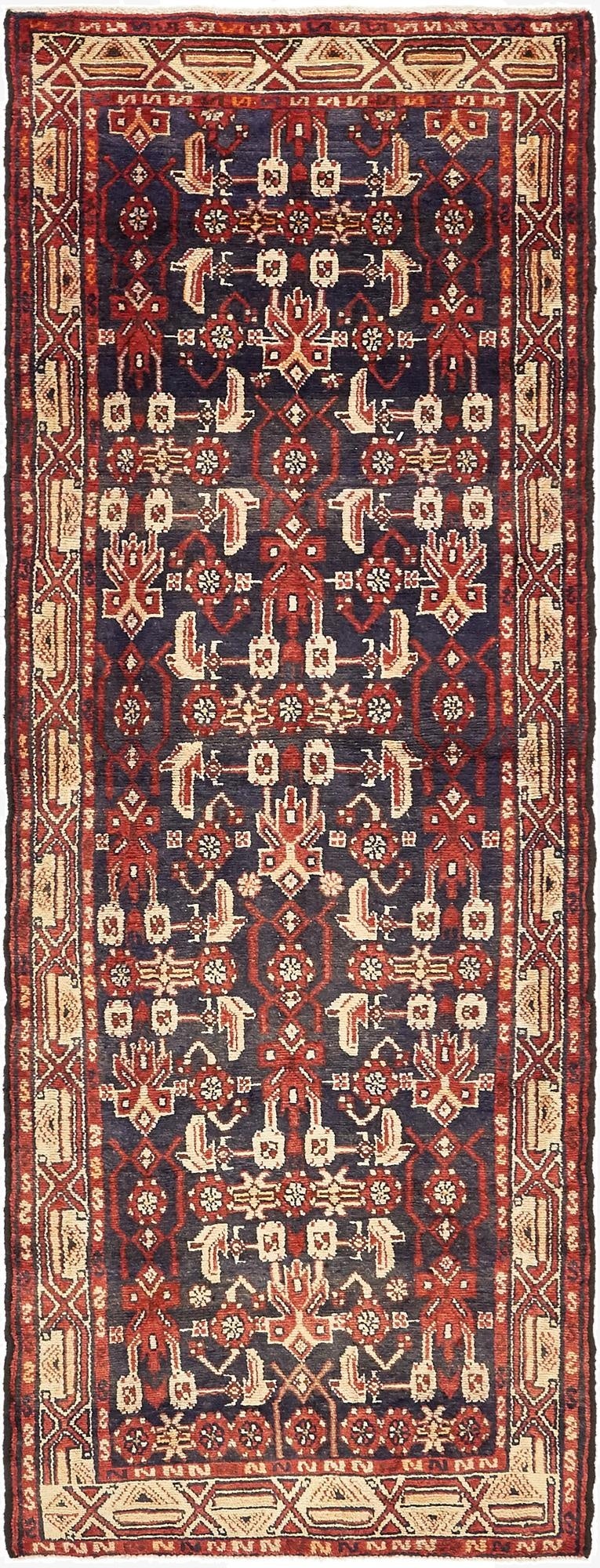 3' 8 x 9' 9  Hand Knotted Malayer Persian Wool Runner Rug