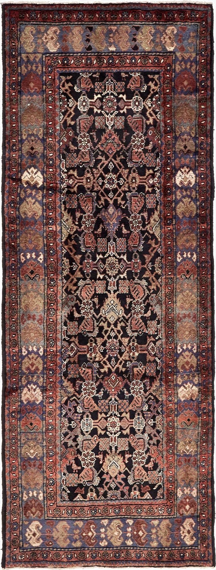 3' 9 x 10' 1  Hand Knotted Malayer Persian Wool Runner Rug