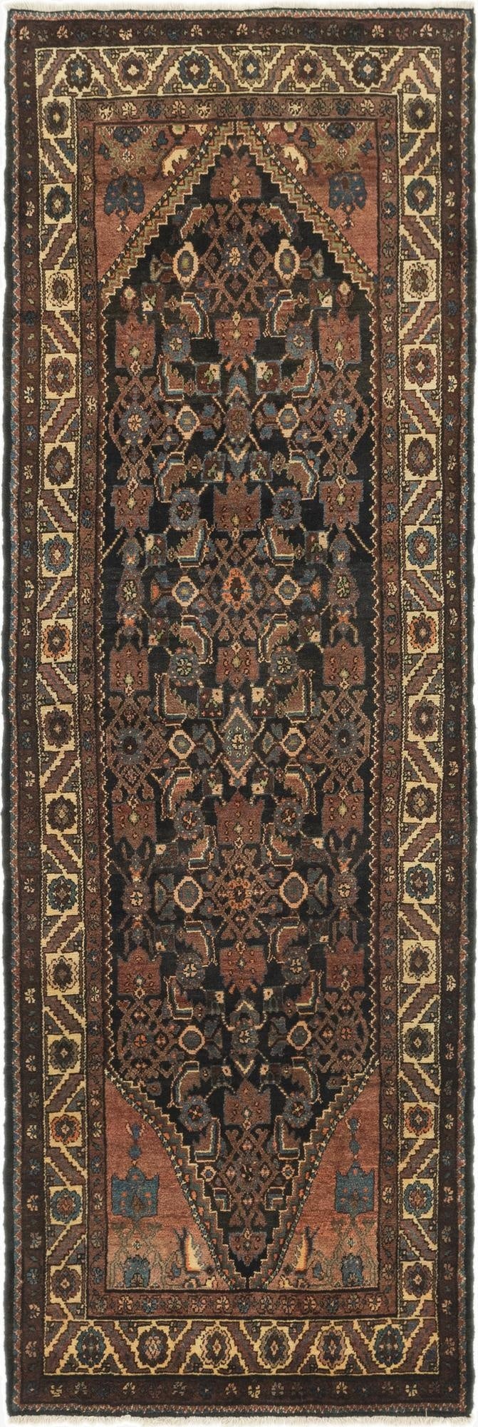 3' 5 x 10'  Hand Knotted Malayer Persian Wool Runner Rug