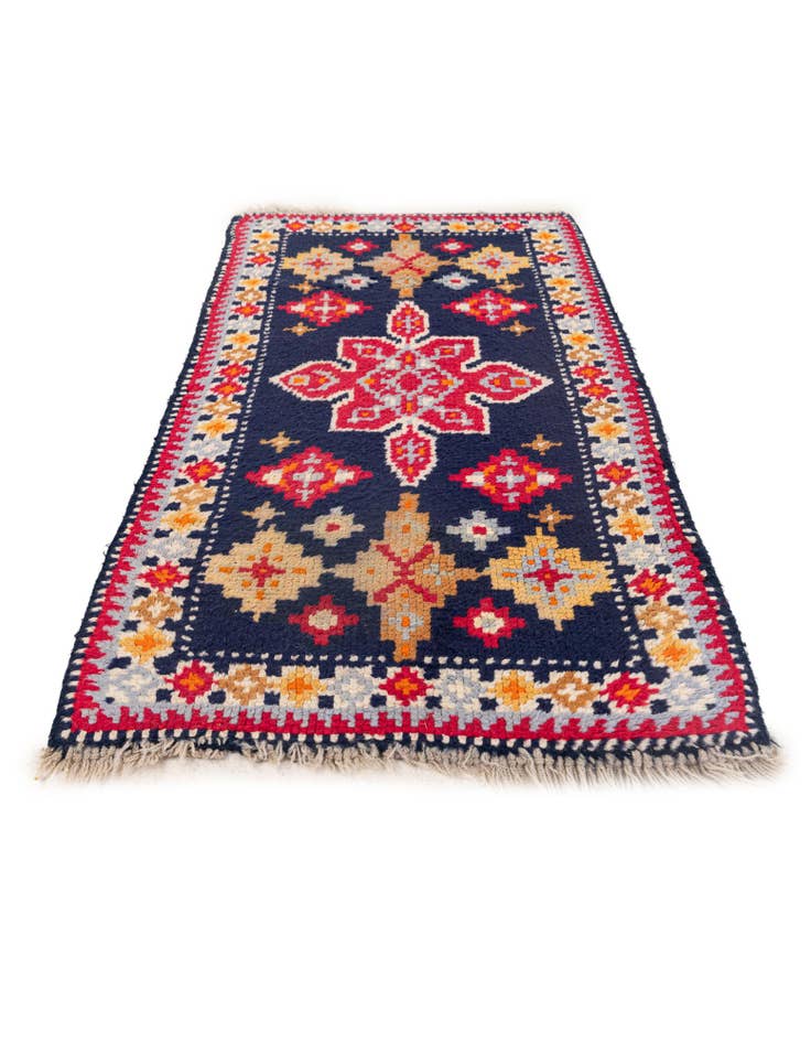 Detail image of 2' 2 x 4' 3 Hand Knotted Moroccan Wool Runner Rug